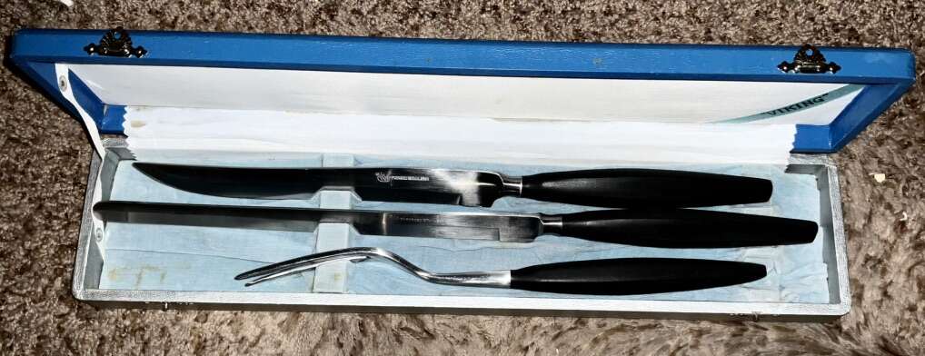 Vtg Viking 3 Piece Carving Set Japan Original Box