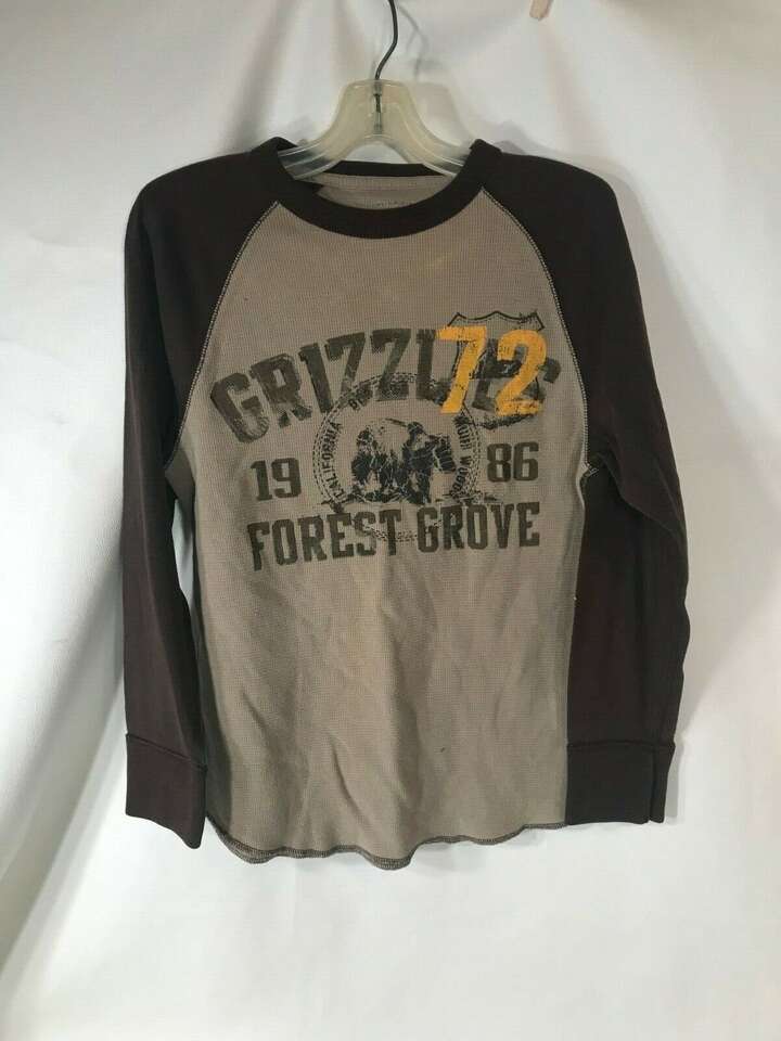Arizona Boys Medium Brown Grizzles 72 1986 Forest Grove Long Sleeve Shirt