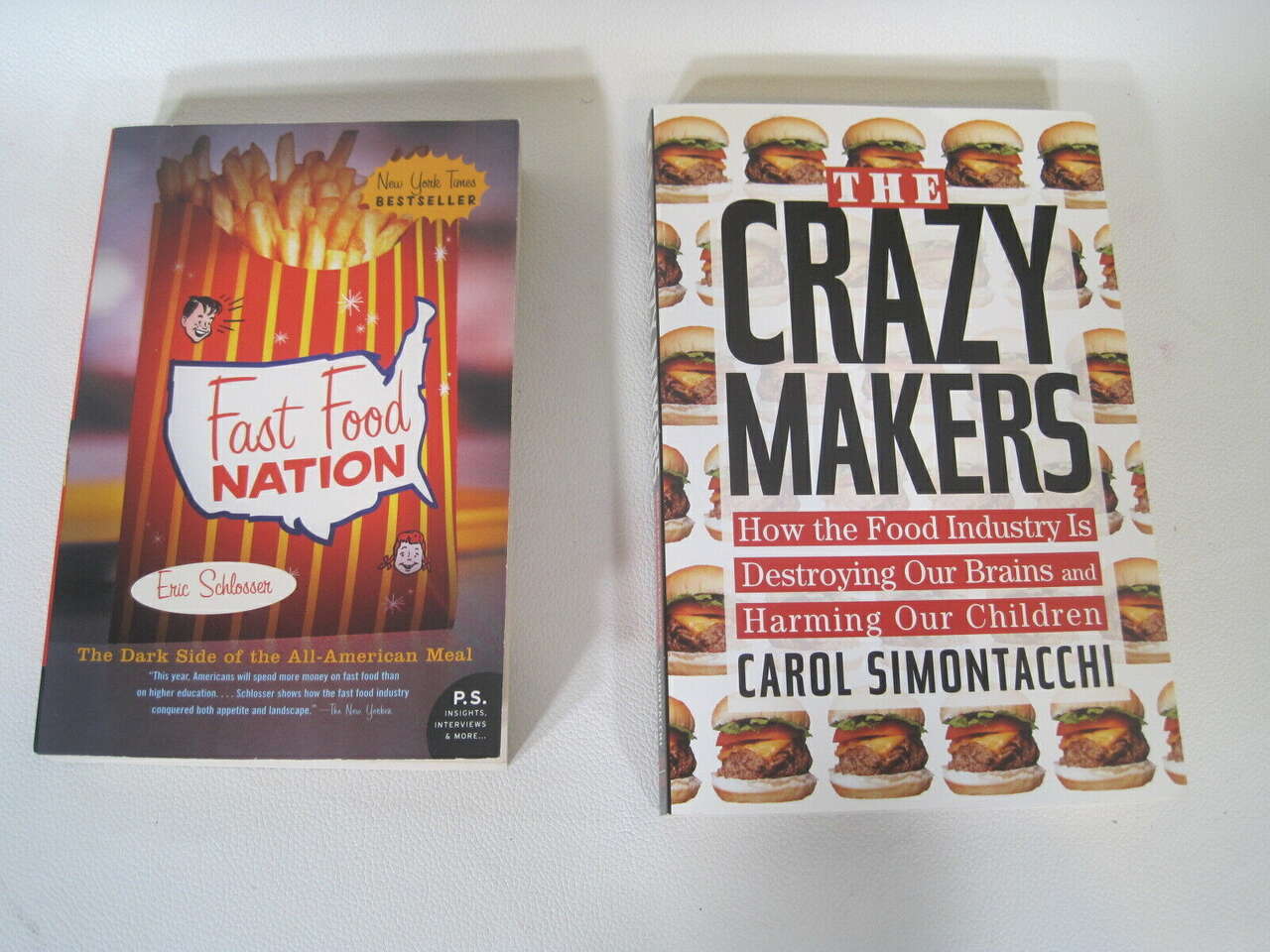 Fast Food Nation and The Crazy Makers 2 Book Lot Set (paperback)