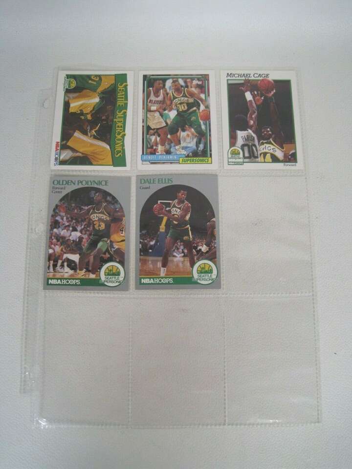 Seattle SuperSonics NBA Player Cards Lot of 5 with Binder Sheet (Michael Cage)