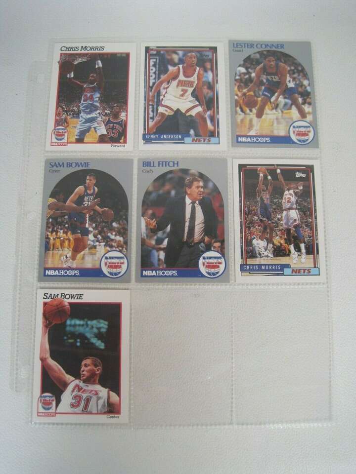New Jersey Nets Lot of 7 NBA Player Cards with Binder Sheet (Sam Bowie, rare)
