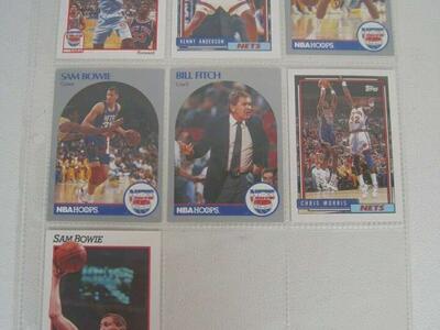 New Jersey Nets Lot of 7 NBA Player Cards with Binder Sheet (Sam Bowie, rare)