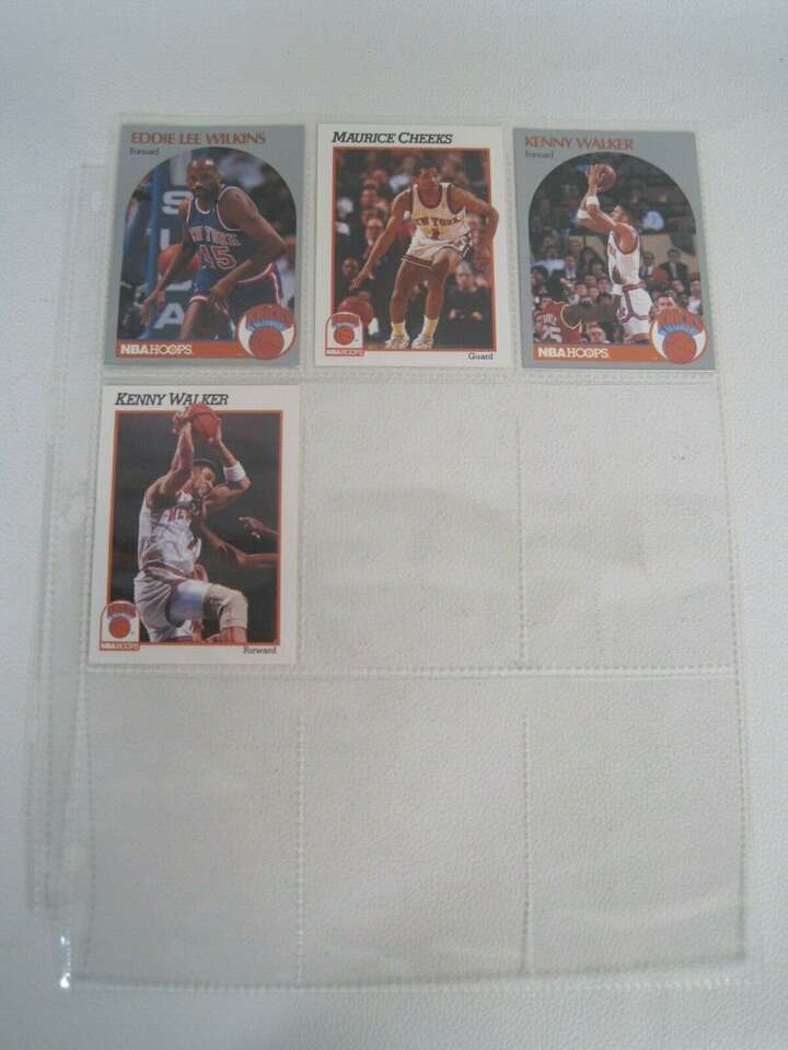 Lot Of 4 New York Knicks NBA Player Cards With Binder Sheet (Kenny Walker, rare)