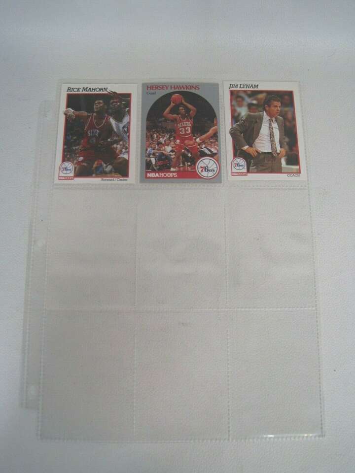 Lot of 3 Philadelphia 76ers NBA Player Cards With Binder Sheet (Hersey Hawkins)
