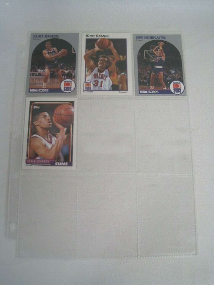 Lot of 4 Phoenix Suns NBA Player Cards With Binder Sheet (Kurt Rambis, rare)
