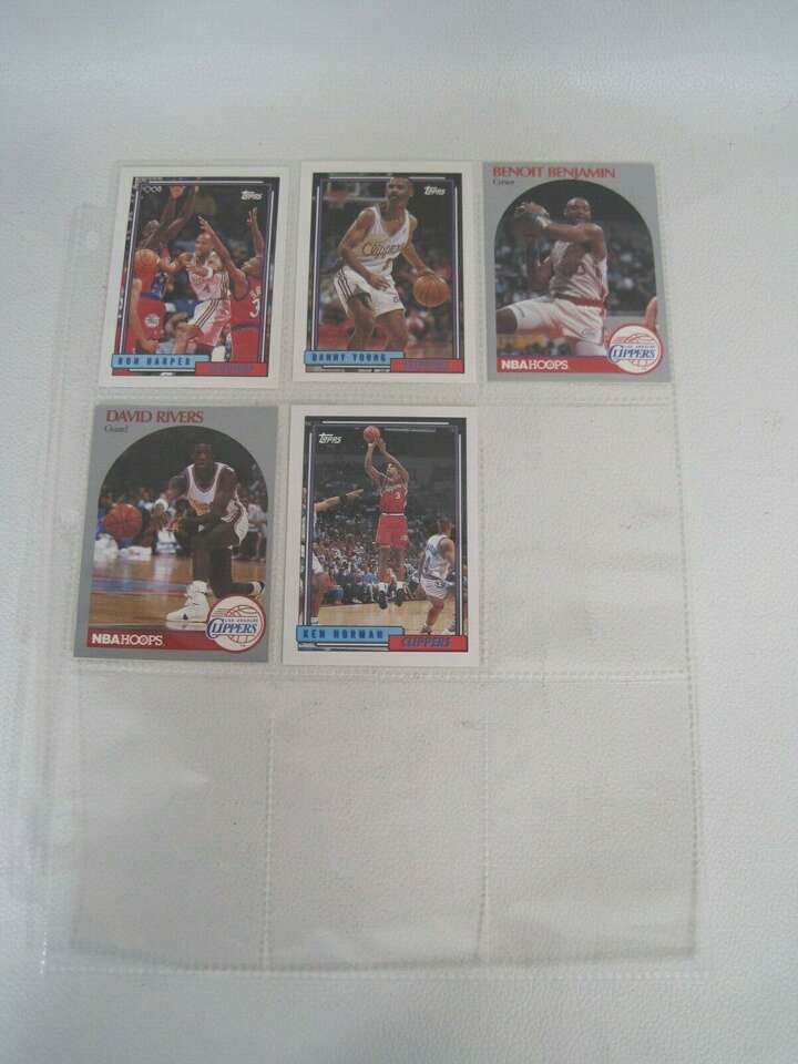 Lot of 5 LOS ANGELES CLIPPERS NBA Player Cards With Binder Sheet (David Rivers)