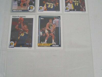 Lot of 5 Indiana Pacers NBA Player Cards With Binder Sheet (Greg Dreiling, rare)