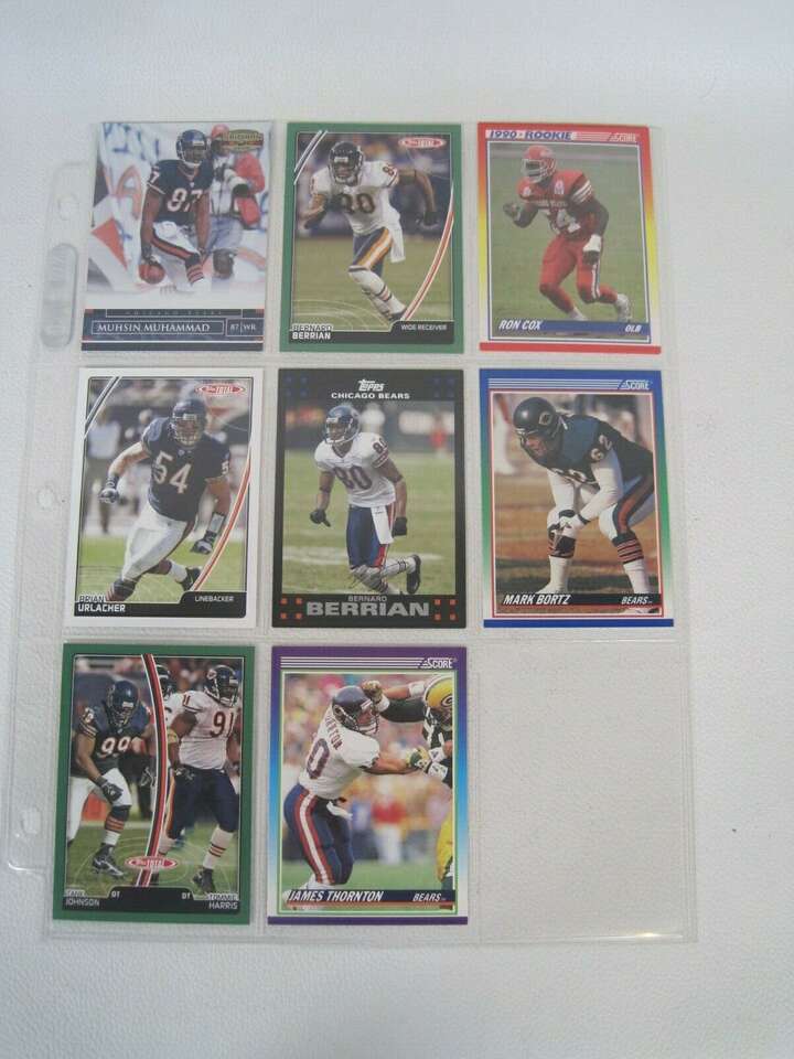 Lot of 8 Chicago Bears NFL Player Cards With Binder Sheet (Bernard Berrian)