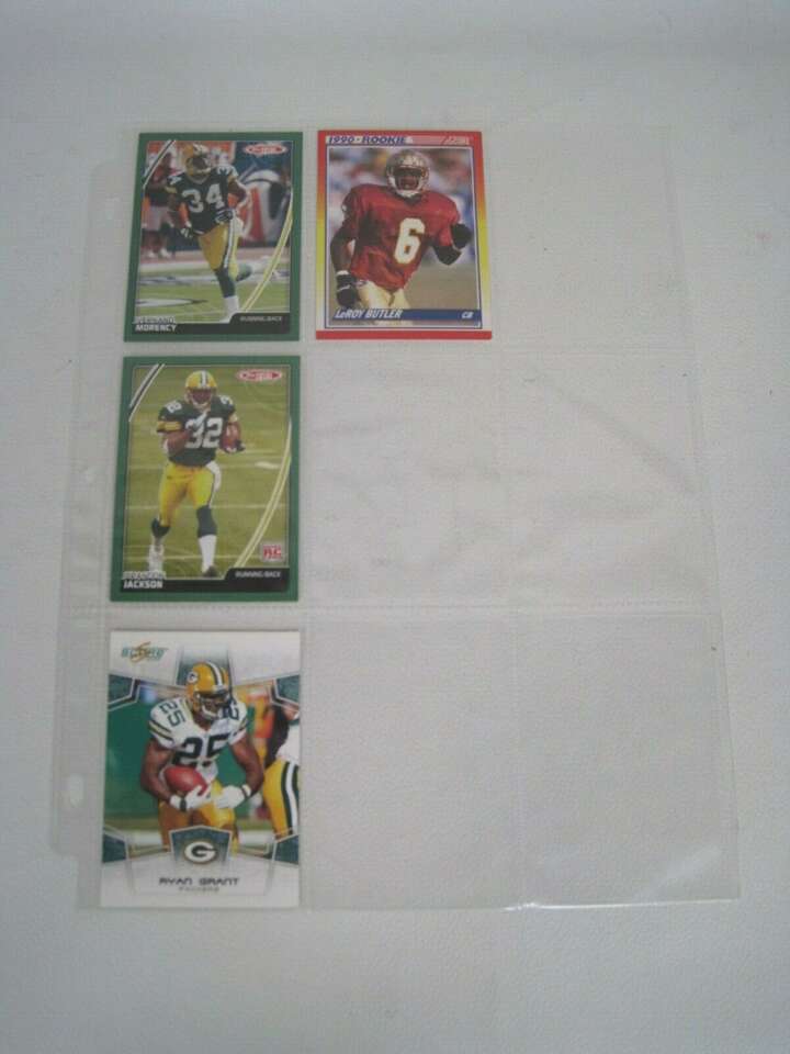 Lot of 4 Green Bay Packers NFL Player Cards With Binder Sheet (Vernand Morency)