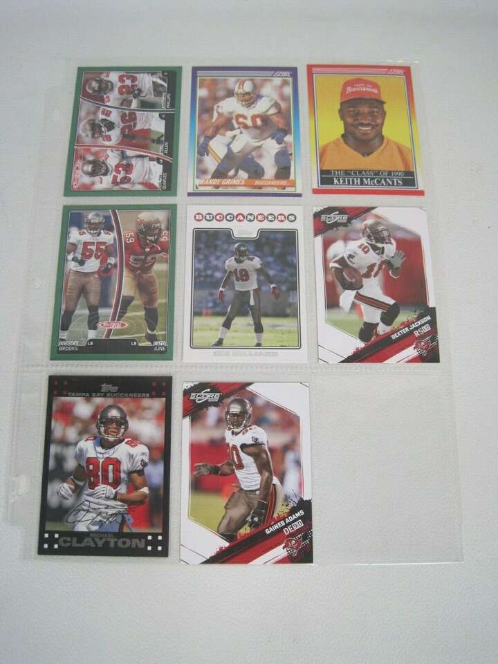 Lot Of 8 Tampa Bay Buccaneers NFL Player Cards With Binder Sheets (Gaines Adams)