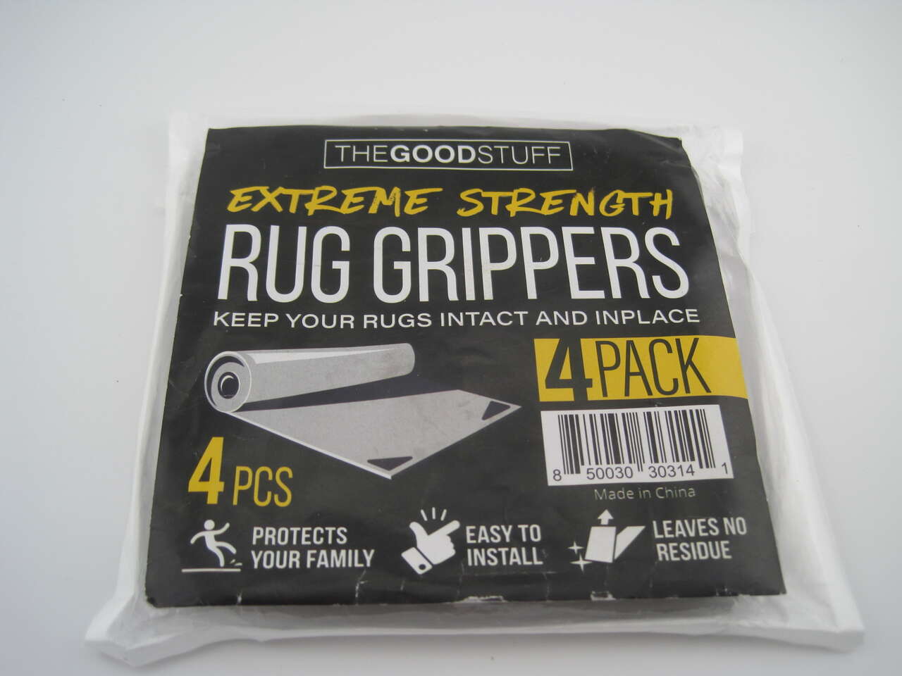 The GOOD Stuff Extreme Strength Rug Grippers 4 Pack Square Size 4.25 x 4.25 Inch