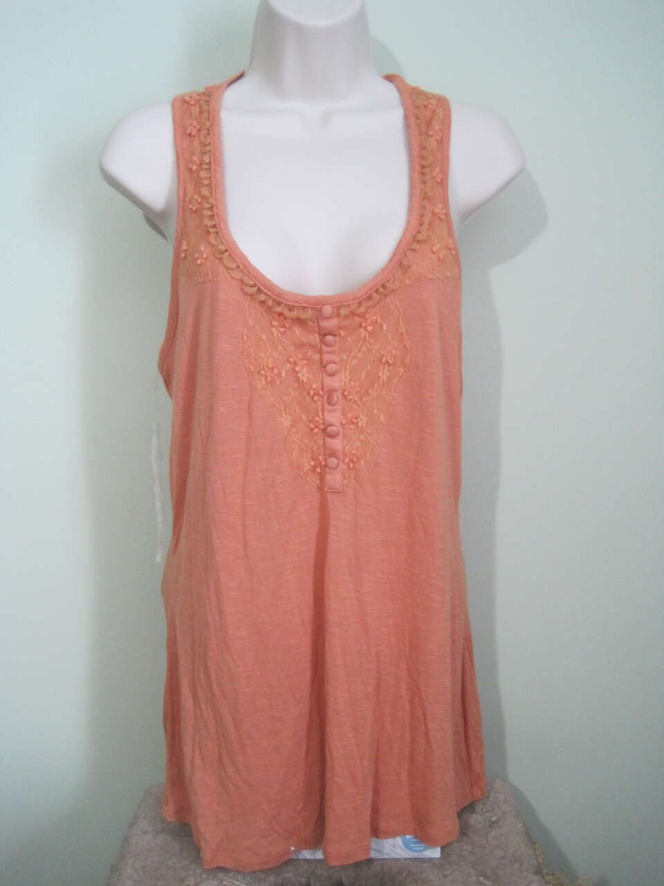 American Rag Rayon Floral Caramel Sleeveless Flowy Blouse Womens XLarge Tank Top