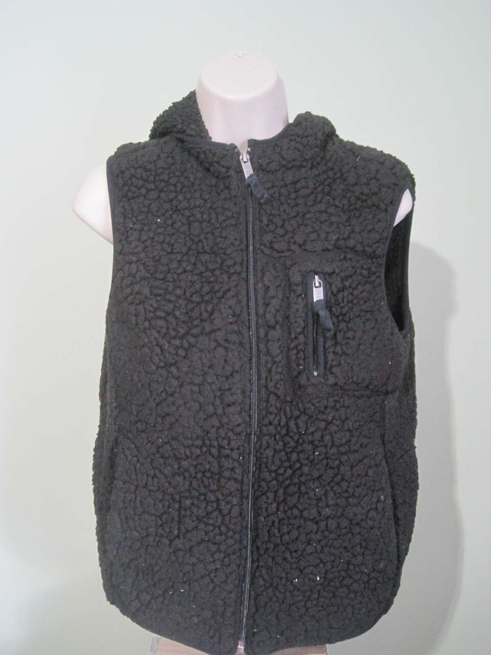 Original Weatherproof Vintage Women's Small Black Sherpa Shearing Hooded Vest