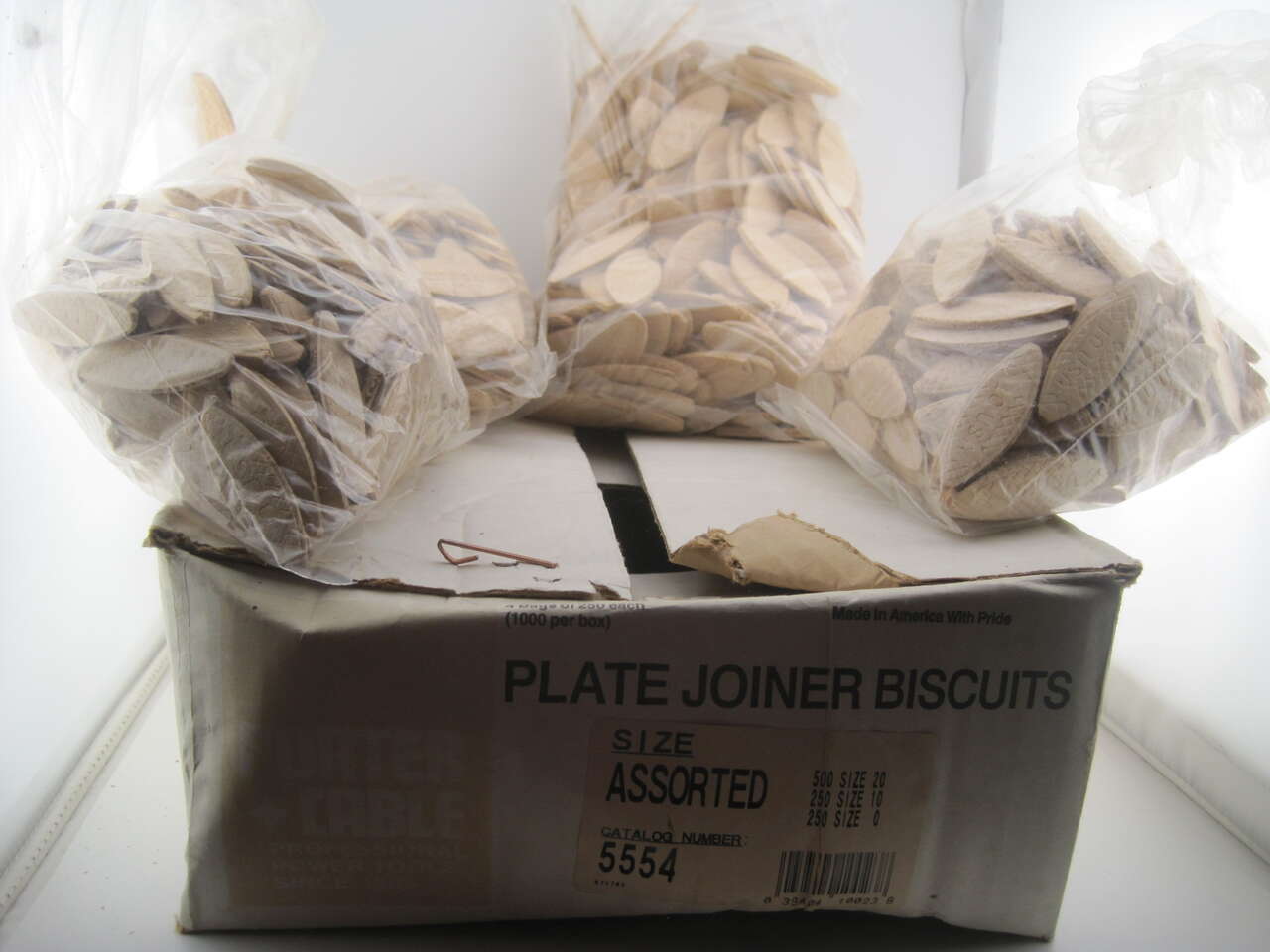 PORTER-CABLE 5554 Size 20, 10, 0 Tan Plate Joiner Biscuits - 4 Bags