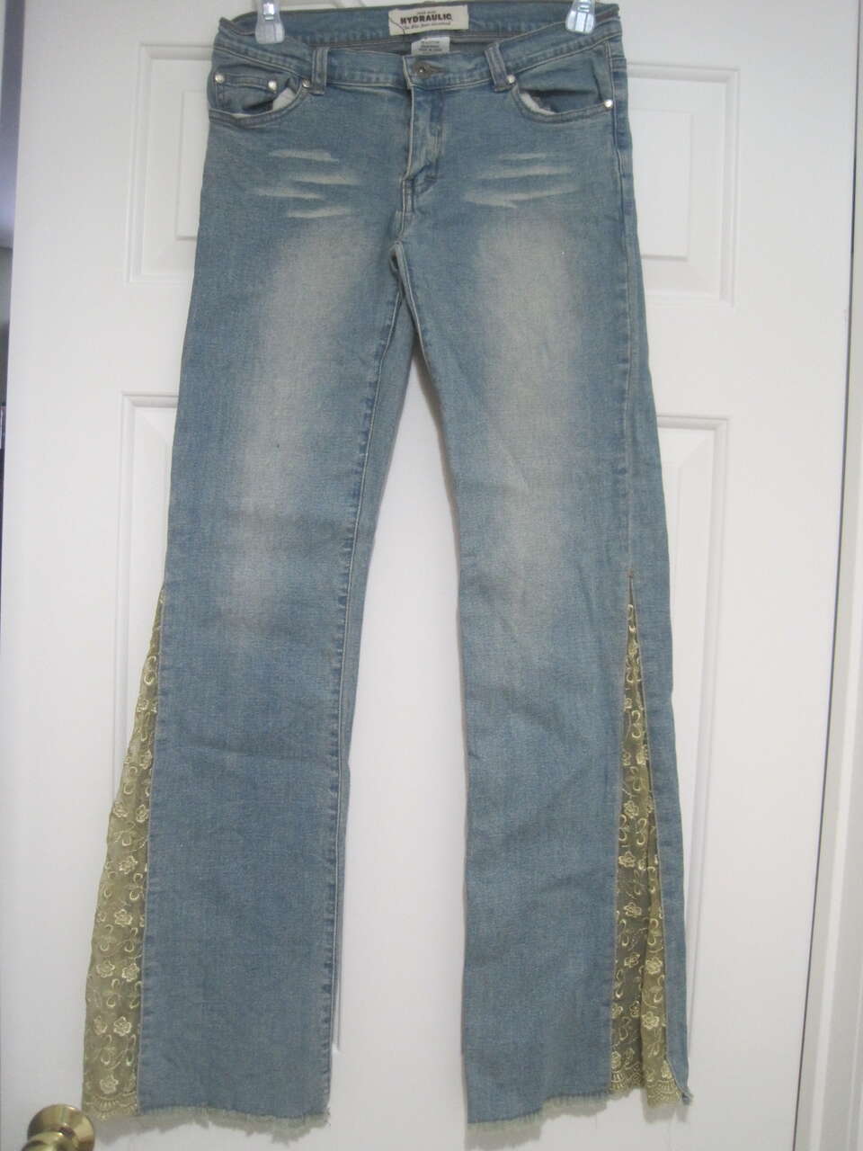 Hydraulic Vintage Boot Cut Tan Flower Flare Blue Straight Jeans Women's Size 5