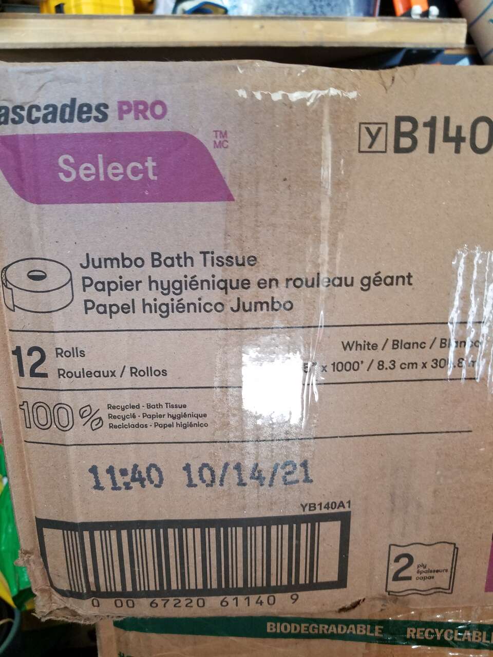 Cascades Pro Jumbo Bath Tissue Case of 12 Rolls