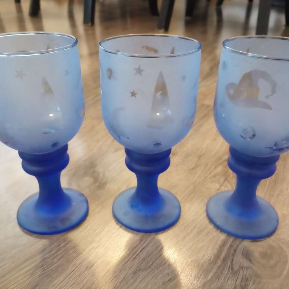 Witch/Wizard Blue Frosted Goblets