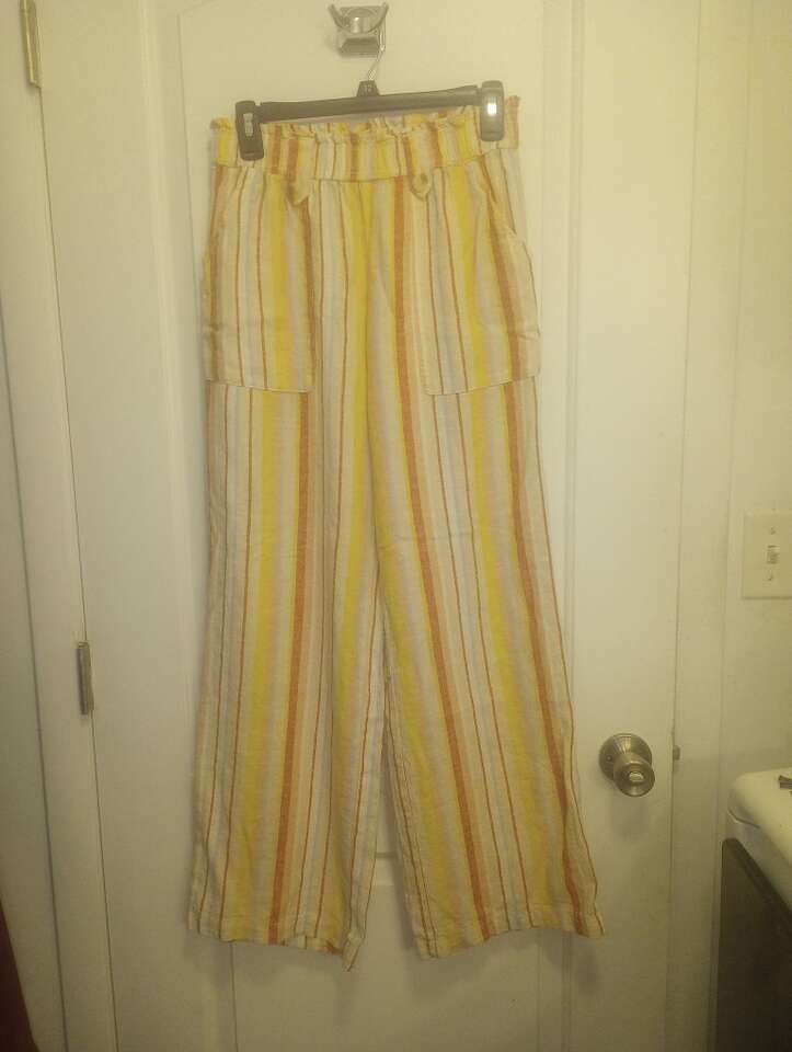 Women's Striped Linen Pants~Small