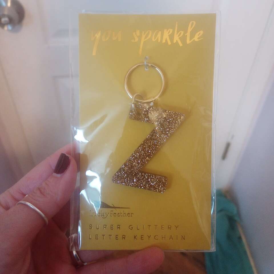 Gold Glittery Z Keychain--NEW