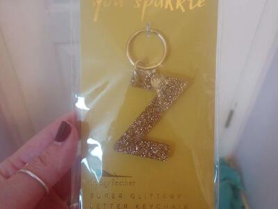 Gold Glittery Z Keychain--NEW