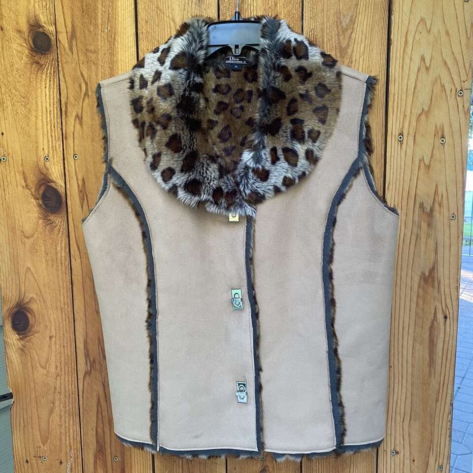 New Reversible Animal Print Suede Vest