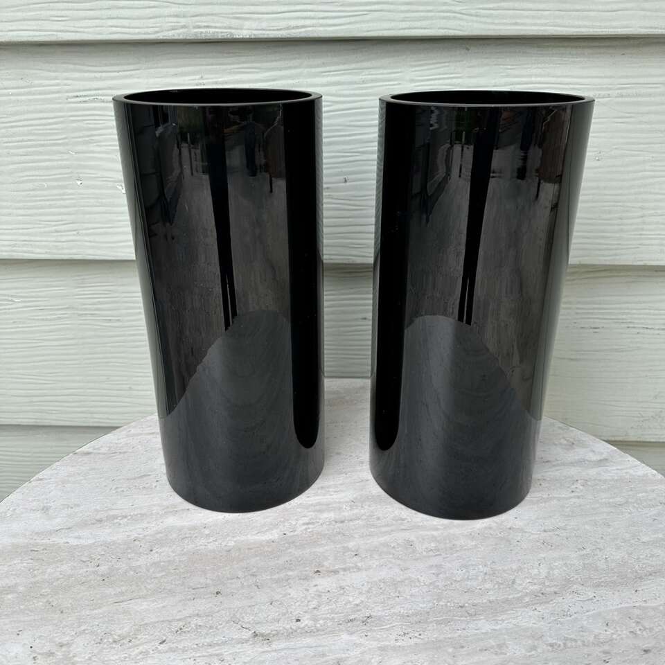 Black Cylinder Flower Decor Vases