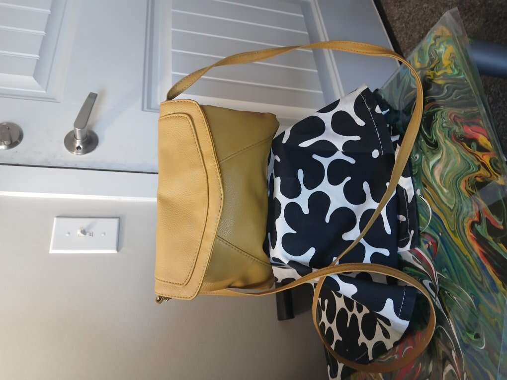 Yellow leather envelope crossbody handbag
