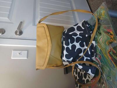 Yellow leather envelope crossbody handbag
