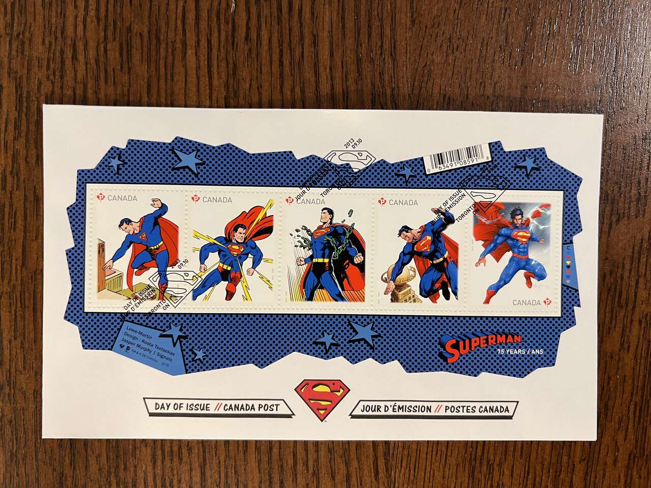 2013 Canada Post Stamps – Superman - Day of Issue, 75th Anniversary