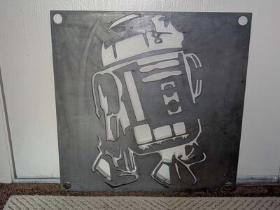 2'x2' R2D2 wall hanger made on a laser cut table out of steel