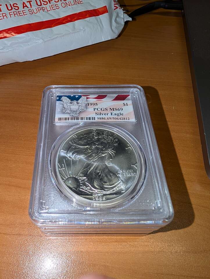 1995 1 dollar American Silver Eagle MS69 by PCGS