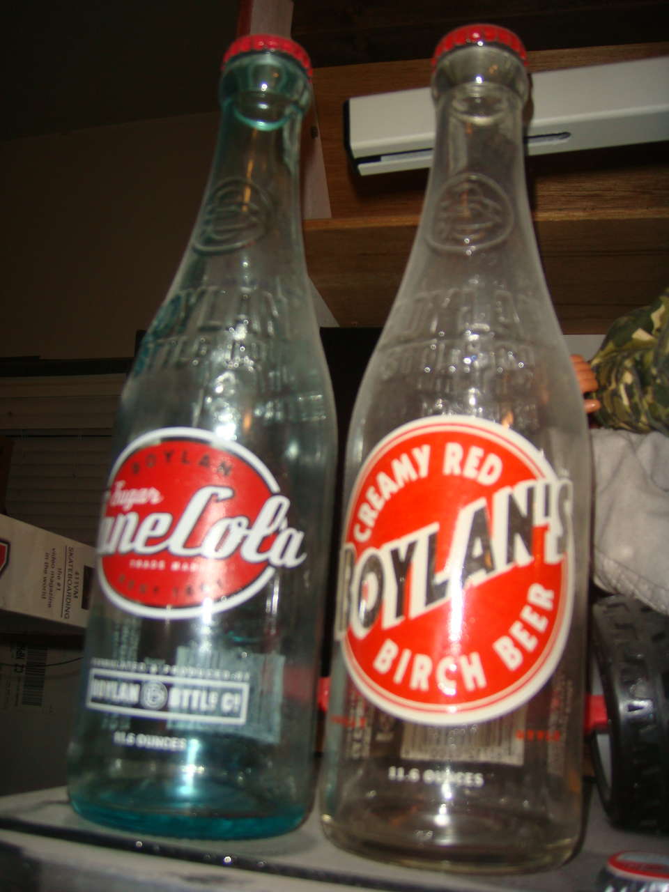 RARE BOYLAN'S SUGER CANE COLA AND BIRCH BEER BOTTLES WITH CAPS