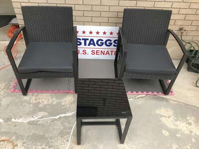 three piece wicker outdoor patio set