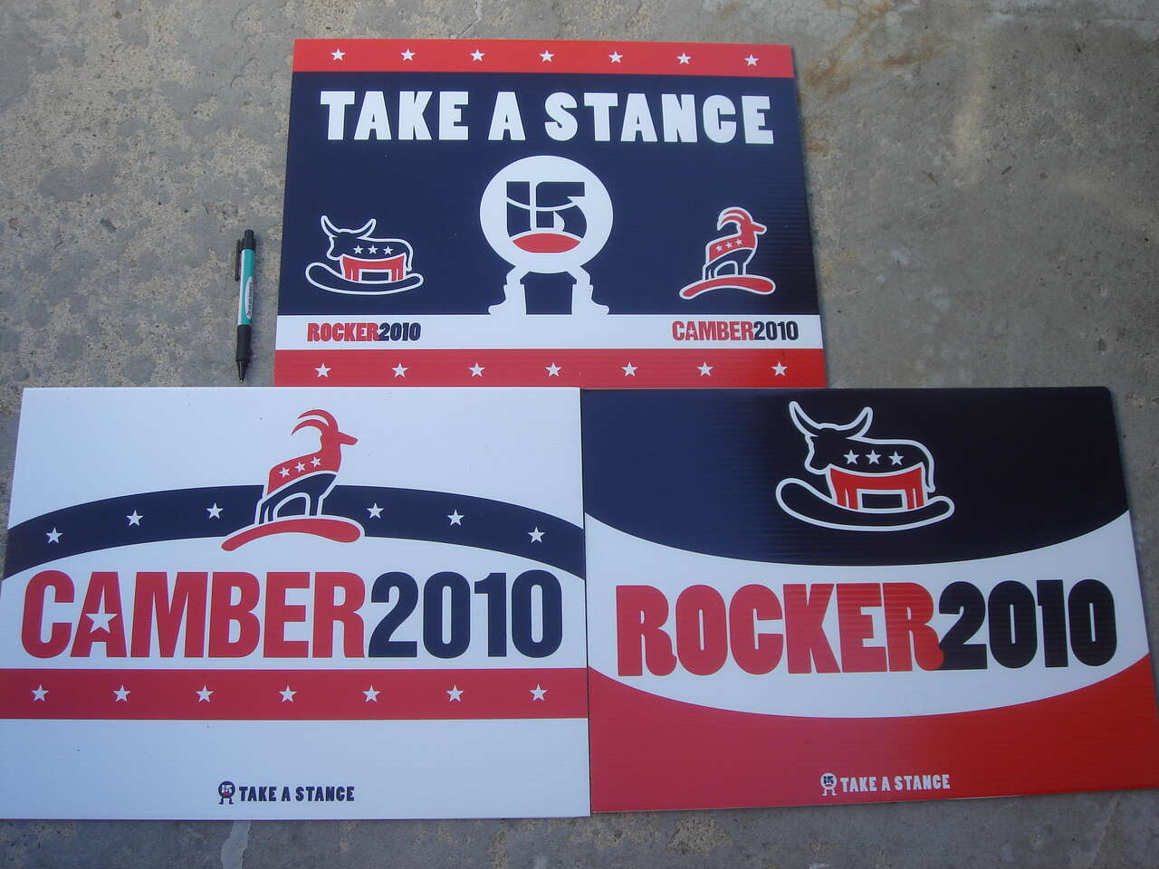 VINTAGE BURTON TAKE A STANCE CAMPAIGN SIGNS COLLECTION OF ALL 3 FOR 12.00
