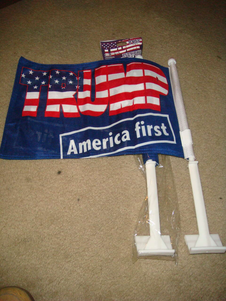 AMERICA FIRST TRUMP FLAG CAR WINDOW FLAG