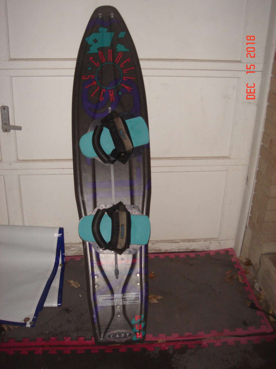 rare vintage connelly stick wakeboard wakeski with original bindings and fins