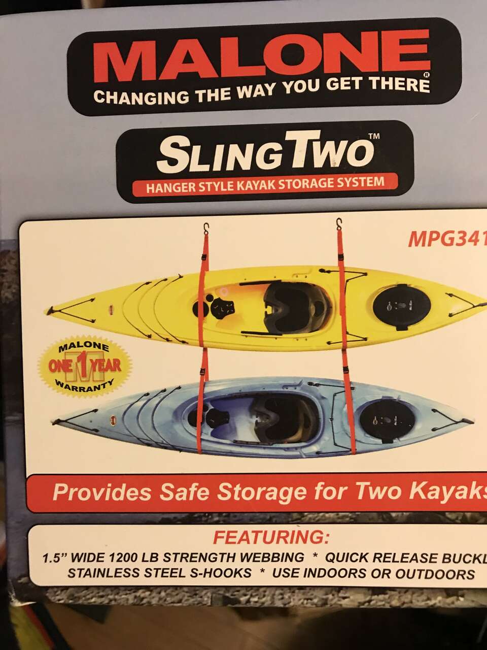 Kayak storage sling Kayak rack hanger