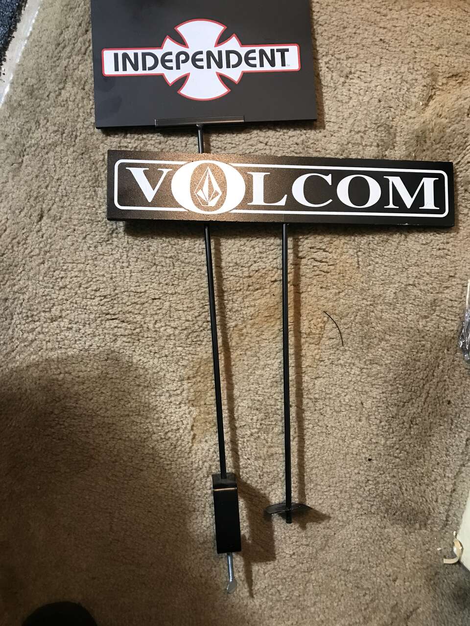 Vintage Volcom or independent skateboard truck signage