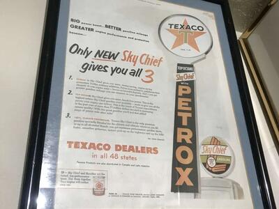 11 x 14 framed Texaco advertisement gas sign