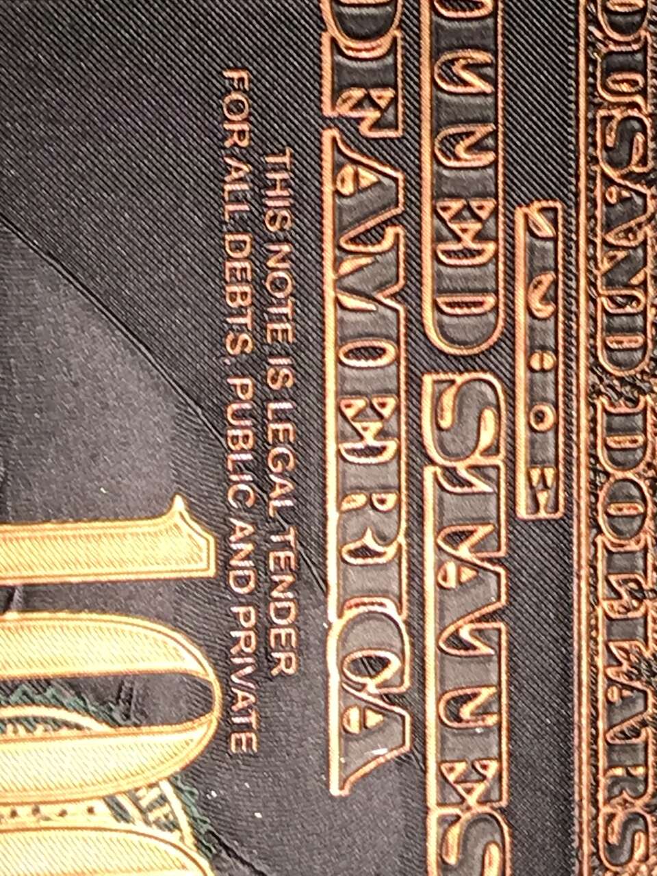 goldback New 1000 dollar gold back certificate says legal tender has fed and treasury stamps