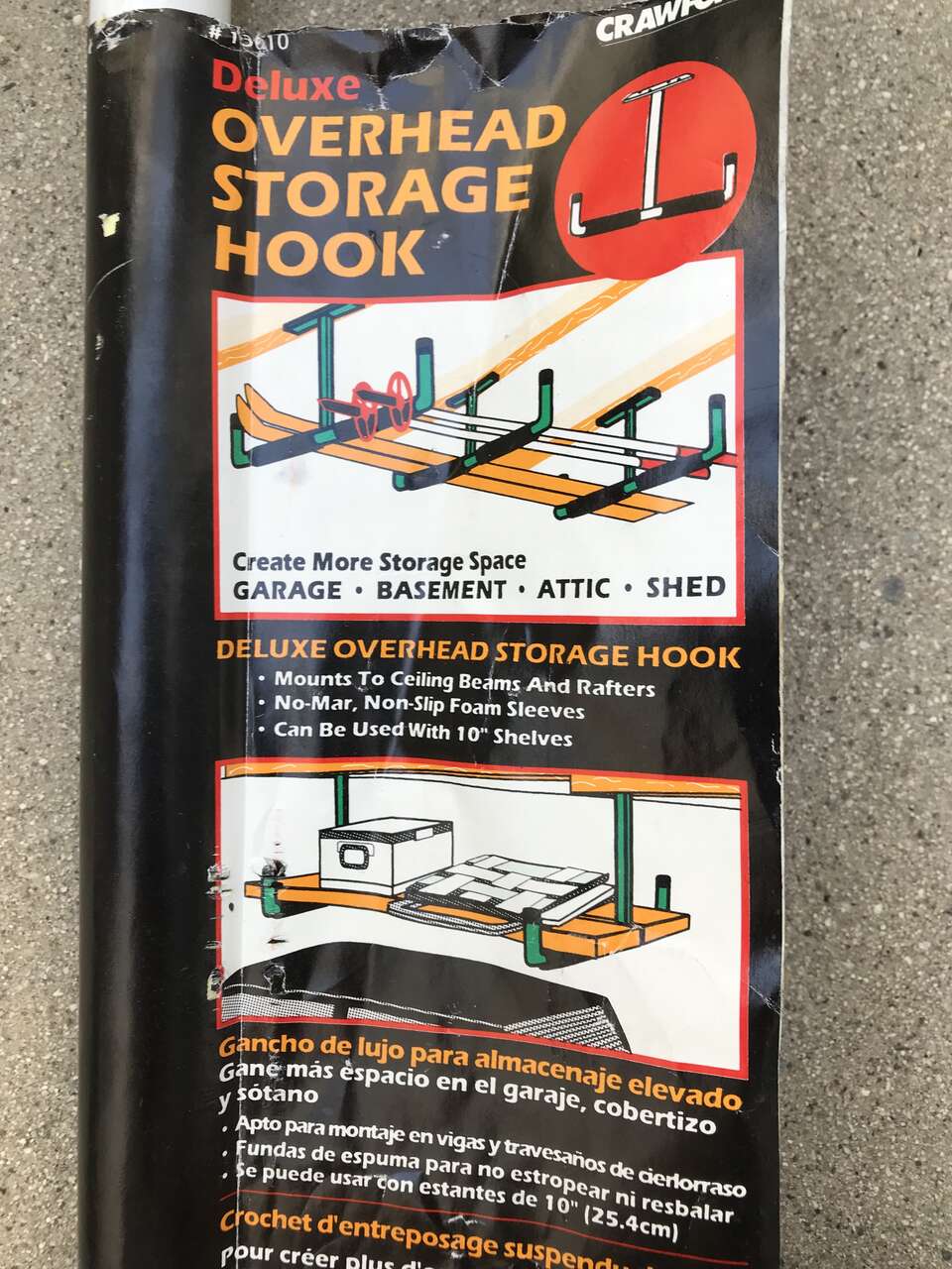 Overhead storage hook double sided