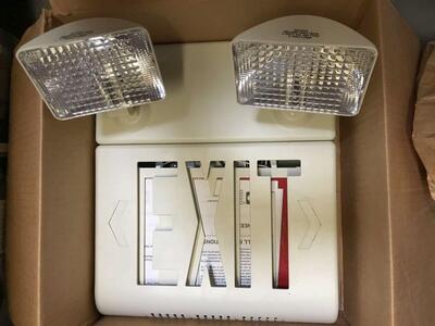 Emergency exit sign with floodlights hardwire or plug-in