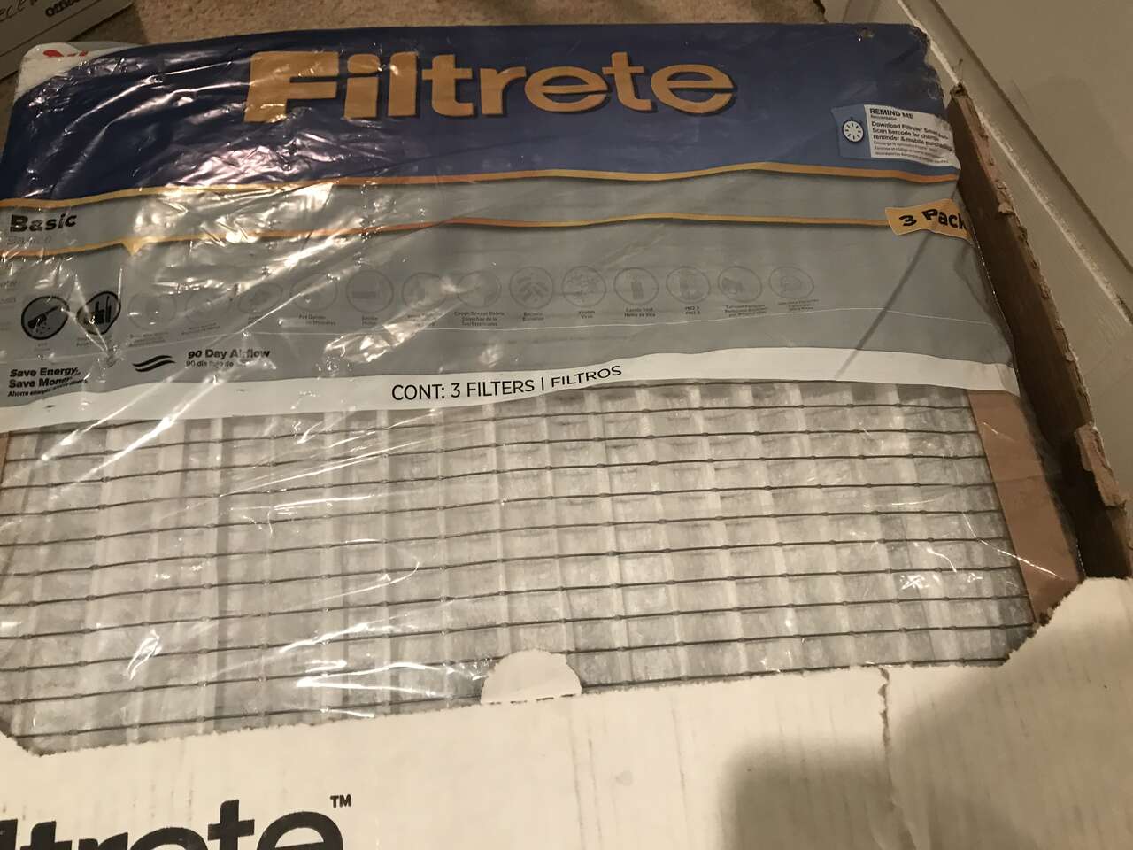 20 x 20 x1 furnace filter 3 pack