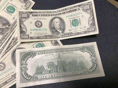 vintage Small photo hundred dollar bills several to choose from