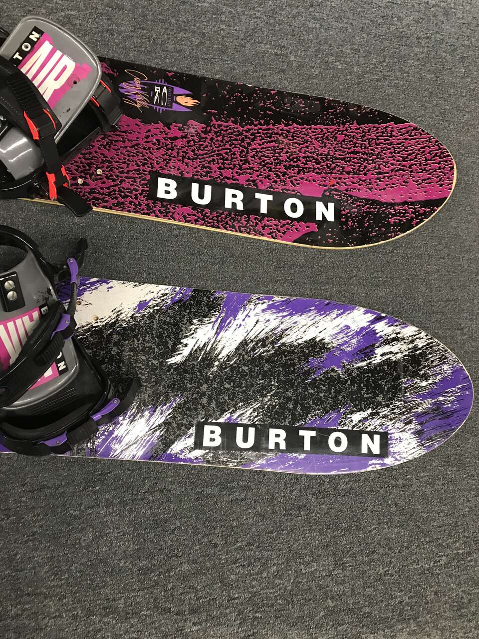 2 vintage 1990's burton craig kelly extreme snowboards with original bindings