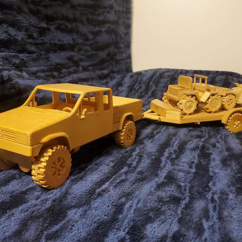 Handcrafted Wooden Truck and Trailer