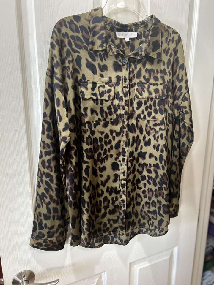 Leopard Print Blouse Large