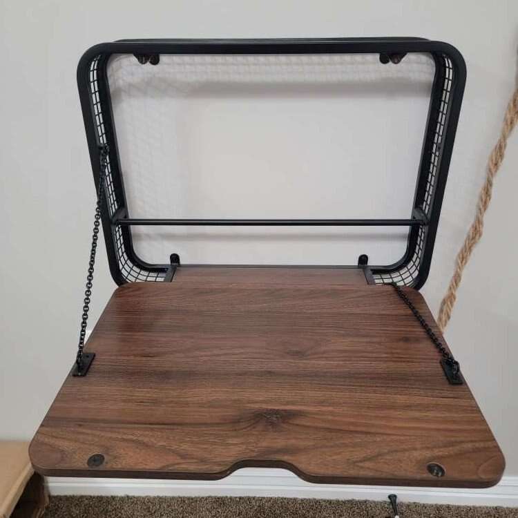 Wood & Metal Wall-Mounted Writing Desk