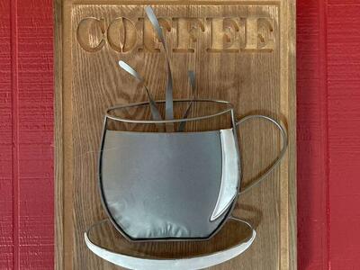 Coffee Wall Decor, Metal And Wood