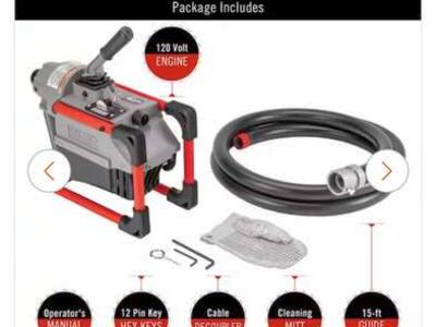 Auger Sewer Machine Plus Tool Kit and Hose